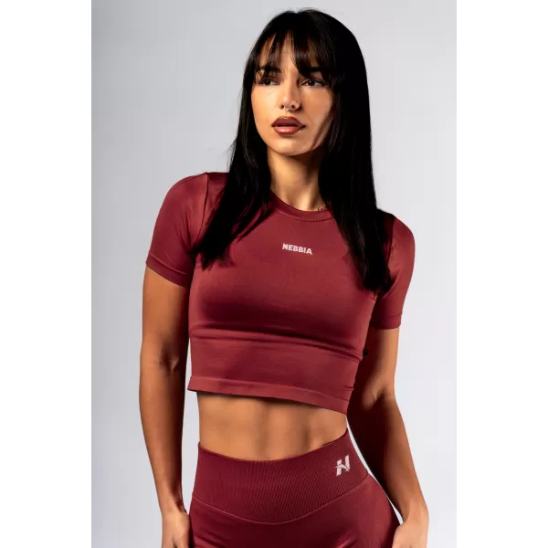  Varrat nélküli crop top rövid ujjú POWER 891 RED Nebbia 