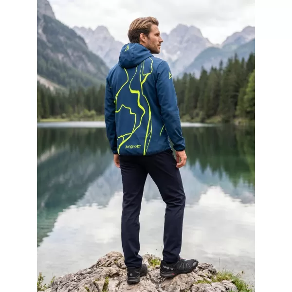  Férfi prémium softshell kabát ALTISPORT VOJ/ALM073JACK01 SÖTÉTKÉK/NEONSÁRGA 