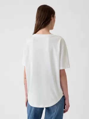 Női póló GAP LOGO EASY BOYFRIEND TEE 407990-03 OPTIKA FEHÉR