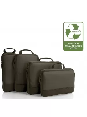 Bőrönd HEYS Ecotex Compression Packing Cube 4 Pc Set ZÖLD MOHA
