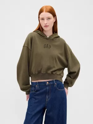 Női pulóver GAP LOGO PULLOVER HOODIE 841725-13 FEKETE MOHA MOSÁS