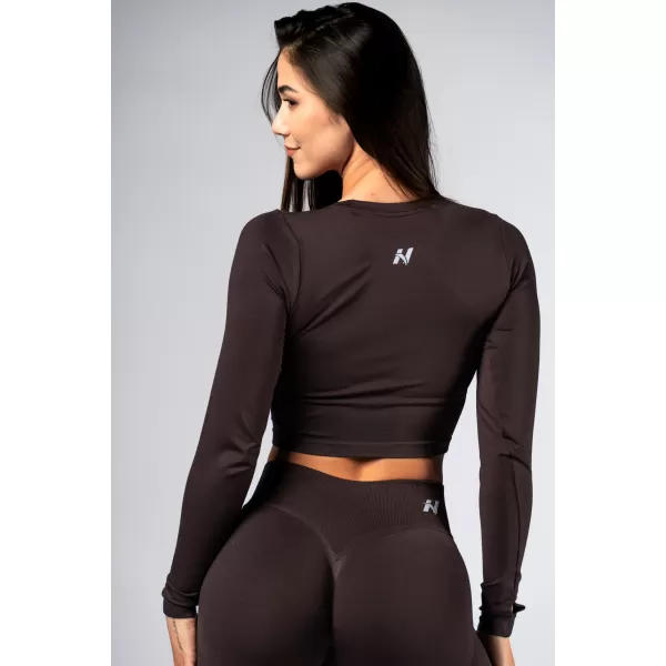  Varrat nélküli crop top hosszú ujjú POWER 892 DARK BROWN Nebbia 