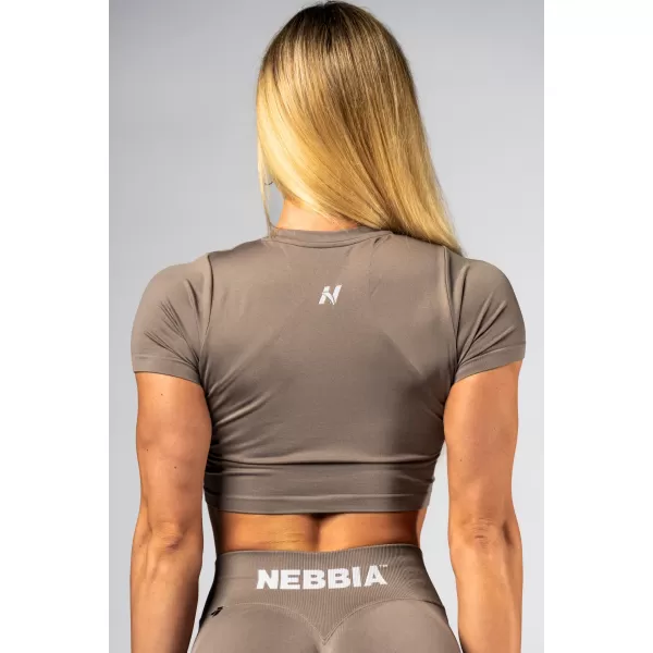  Varrat nélküli crop top rövid ujjú POWER 891 LIGHT BROWN ASH Nebbia 
