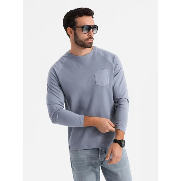  Férfi póló OMBRE OM-LSCL-0109 KÉK FARMER 