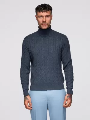 Férfi pulóver OMBRE OM-SWTN-0157 SÖTÉTKÉK