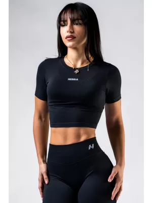 Varrat nélküli crop top rövid ujjú POWER 891 BLACK Nebbia
