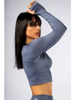 Varrat nélküli crop top hosszú ujjú POWER 892 GREY Nebbia