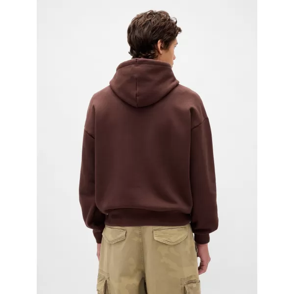  Férfi pulóver GAP HEAVYWEIGHT LOGO HOODIE PULLOVER 823104-04 SÖTÉTBARNA 