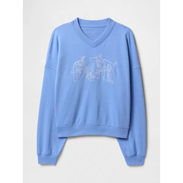  Női pulóver GAP LOGO WEDGE NECK SWEATSHIRT 714869-02 KÉK INGET 