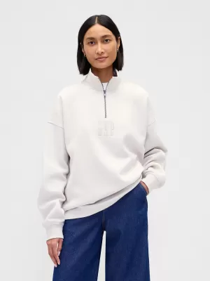 Pulóver GAP CORP LOGO HALF ZIP 873446-00 SZABÁLYOS SZÜRKE