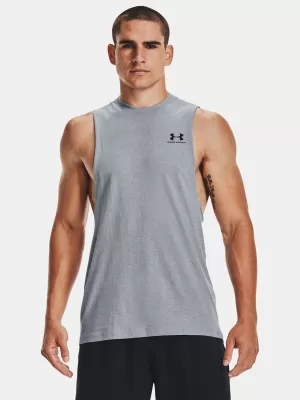 Férfi felső UNDER ARMOUR LEFT CHEST CUT OFF TANK 1329286-035 SZÜRKE