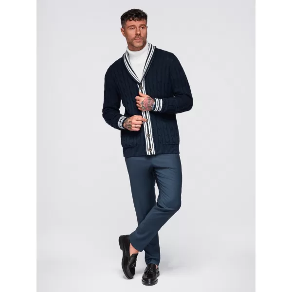  Férfi kardigán OMBRE OM-SWCD-0152 SÖTÉTKÉK 