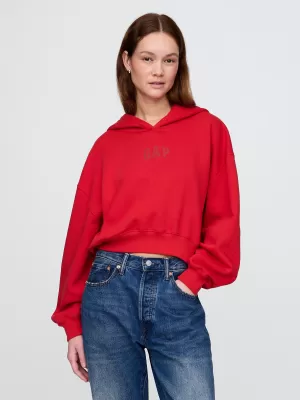 Női pulóver GAP CROPPED LOGO PULLOVER HOODIE 841725-12 PARADICSOMSZÓSZ