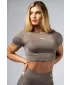 Varrat nélküli crop top rövid ujjú POWER 891 LIGHT BROWN ASH Nebbia