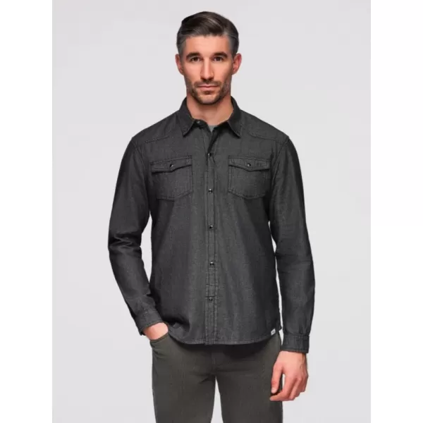  Férfi ing OMBRE OM-SHDS-0210 FEKETE 