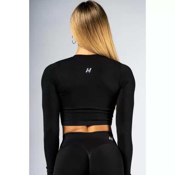  Varrás nélküli crop top hosszú ujjú POWER 892 BLACK Nebbia 