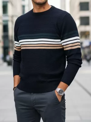 Férfi pulóver DSTREET WX2323 SÖTÉTKÉK