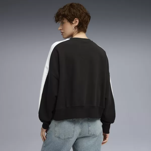  Női pulóver PUMA T7 OVER-OVERSIZED CREW 633439-01 PUMA FEKETE 