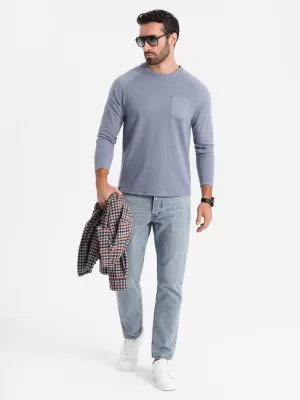 Férfi póló OMBRE OM-LSCL-0109 KÉK FARMER