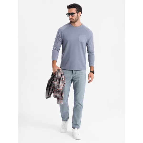  Férfi póló OMBRE OM-LSCL-0109 KÉK FARMER 