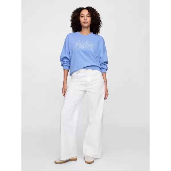  Női pulóver GAP LOGO WEDGE NECK SWEATSHIRT 714869-02 KÉK INGET 