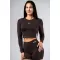 Varrat nélküli crop top hosszú ujjú POWER 892 DARK BROWN Nebbia