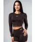 Varrat nélküli crop top hosszú ujjú POWER 892 DARK BROWN Nebbia