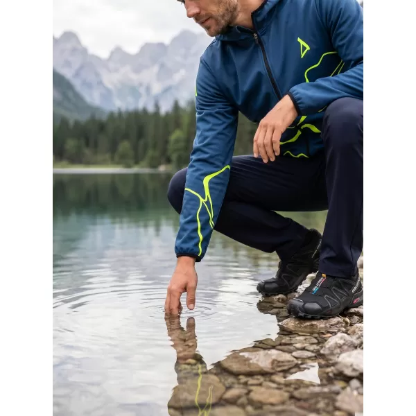  Férfi prémium softshell kabát ALTISPORT VOJ/ALM073JACK01 SÖTÉTKÉK/NEONSÁRGA 