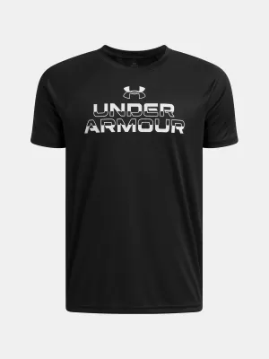 Fiú póló UNDER ARMOUR UA TECH SPLIT WORDMARK SS 1383010-004 FEKETE