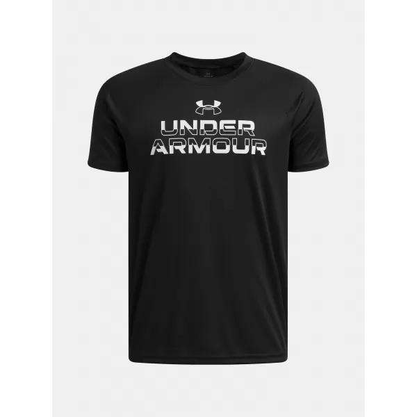  Fiú póló UNDER ARMOUR UA TECH SPLIT WORDMARK SS 1383010-004 FEKETE 