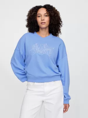 Női pulóver GAP LOGO WEDGE NECK SWEATSHIRT 714869-02 KÉK INGET