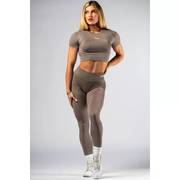  Varrat nélküli crop top rövid ujjú POWER 891 LIGHT BROWN ASH Nebbia 
