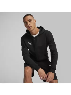Férfi pulóver PUMA TEAMGOAL CASUALS HOODED JACK 658595_03 PUMA FEKETE/PUMA FEHÉR