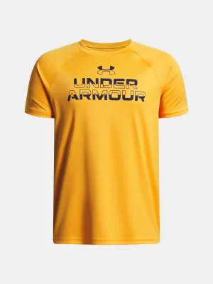 Fiú póló UNDER ARMOUR UA TECH SPLIT WORDMARK SS 1383010-793 NARANCS