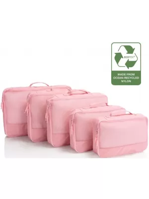 Bőrönd HEYS Ecotex Packing Cube 5 Pc Set RÓZSASZÍN HOMOK