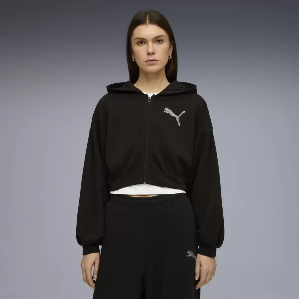  Női pulóver PUMA ESS GRAPHIC BEDAZZLED HOODIE 635394_01 PUMA FEKETE 