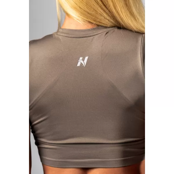  Varrat nélküli crop top rövid ujjú POWER 891 LIGHT BROWN ASH Nebbia 