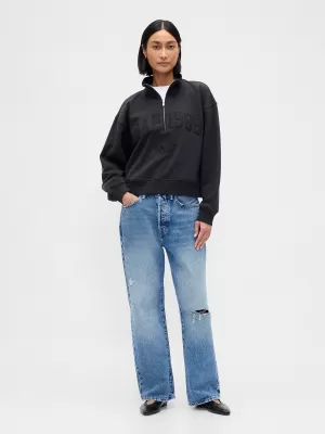 Női pulóver GAP LOGO HALF ZIP 852841-01 HOLDTALAN ÉJSZAKA