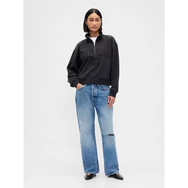  Női pulóver GAP LOGO HALF ZIP 852841-01 HOLDTALAN ÉJSZAKA 