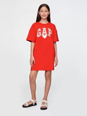 Gyermek ruhák GAP LOGO DRESS 781767-00 PLAKÁT PIROS