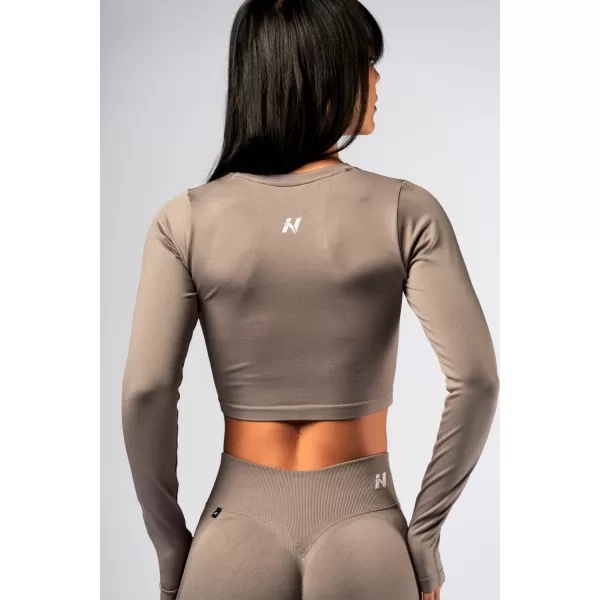  Varrat nélküli crop top hosszú ujjú POWER 892 LIGHT BROWN ASH Nebbia 