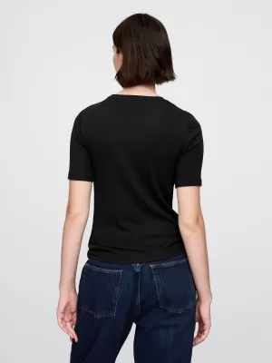 Női póló GAP MODAL CREW TEE 679172-00 FEKETE