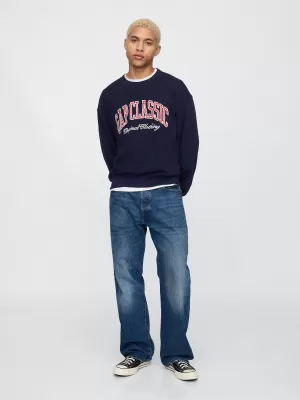 Férfi pulóver GAP CLASSIC LOGO SWEATSHIRT 744748-01 HADITENGERÉSZET EGYENRUHA