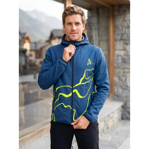  Férfi prémium softshell kabát ALTISPORT VOJ/ALM073JACK01 SÖTÉTKÉK/NEONSÁRGA 
