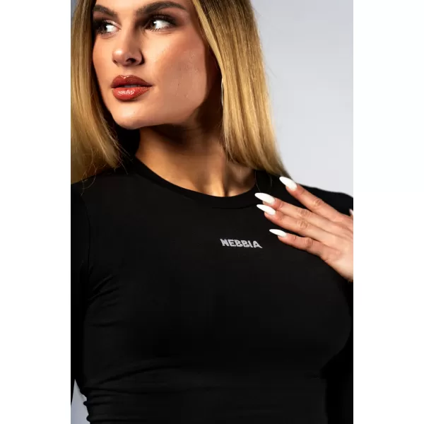  Varrás nélküli crop top hosszú ujjú POWER 892 BLACK Nebbia 