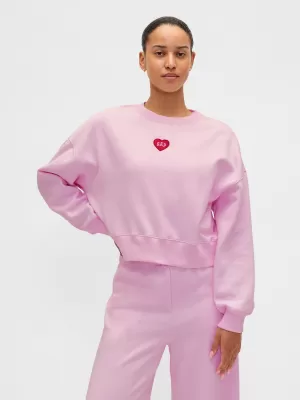 Női pulóver GAP CREW CROP SWEATSHIRT 852831-02 KANKALIN RÓZSASZÍN