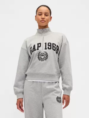 Női pulóver GAP LOGO HALF ZIP 852841-04 HANGA SZÜRKE