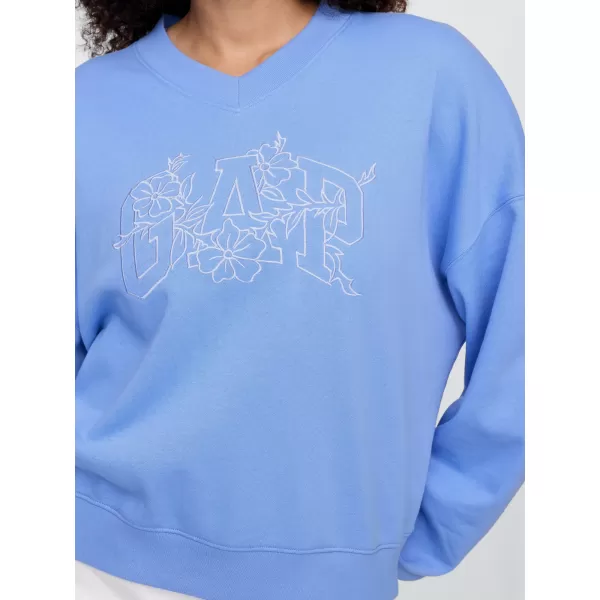  Női pulóver GAP LOGO WEDGE NECK SWEATSHIRT 714869-02 KÉK INGET 