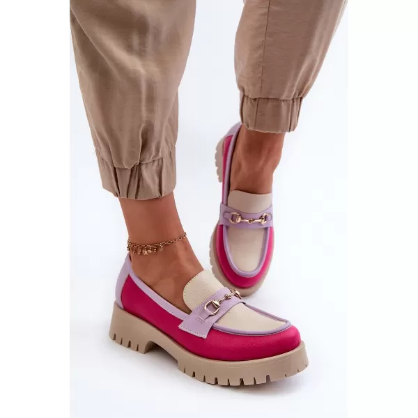 Női mokaszinok ZAZOO 3475 BÉZS/FUSCHIA/LILA 