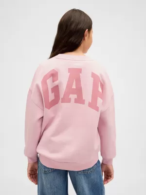 Gyermek pulóver GAP CREW SWEATSHIRT 847142-01 TISZTA RÓZSASZÍN